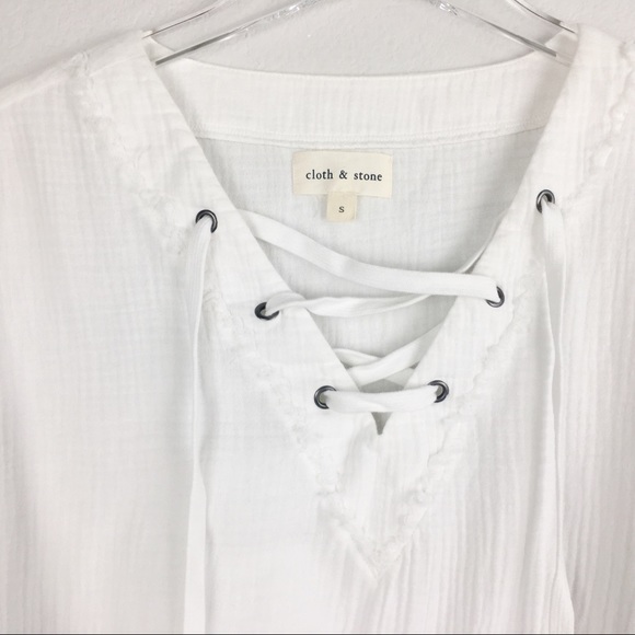 Cloth & Stone | White Lace Tie Blouse | Small - Picture 5 of 6